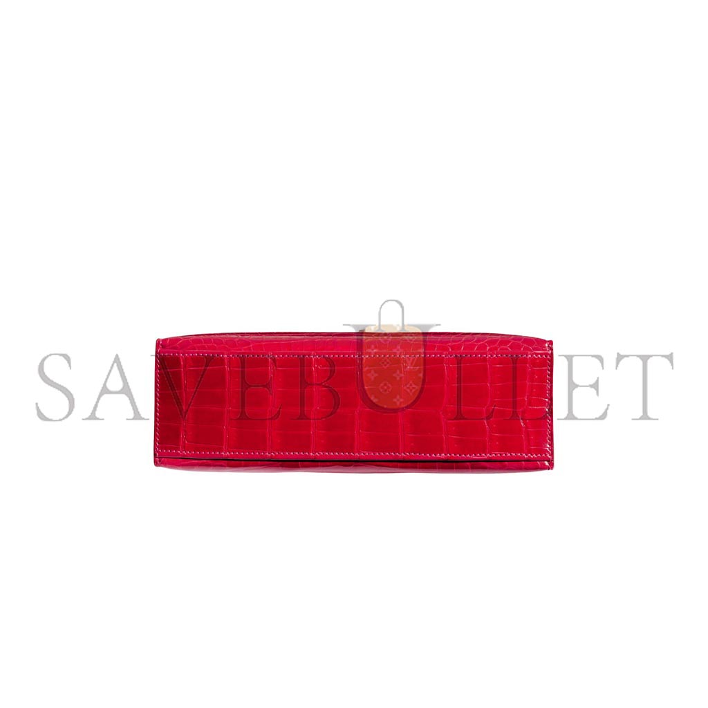 HERMÈS MASTER SHINY BRAISE NILOTICUS CROCODILE KELLY POCHETTE BAG WITH GOLD HARDWARE (22*14*7cm)